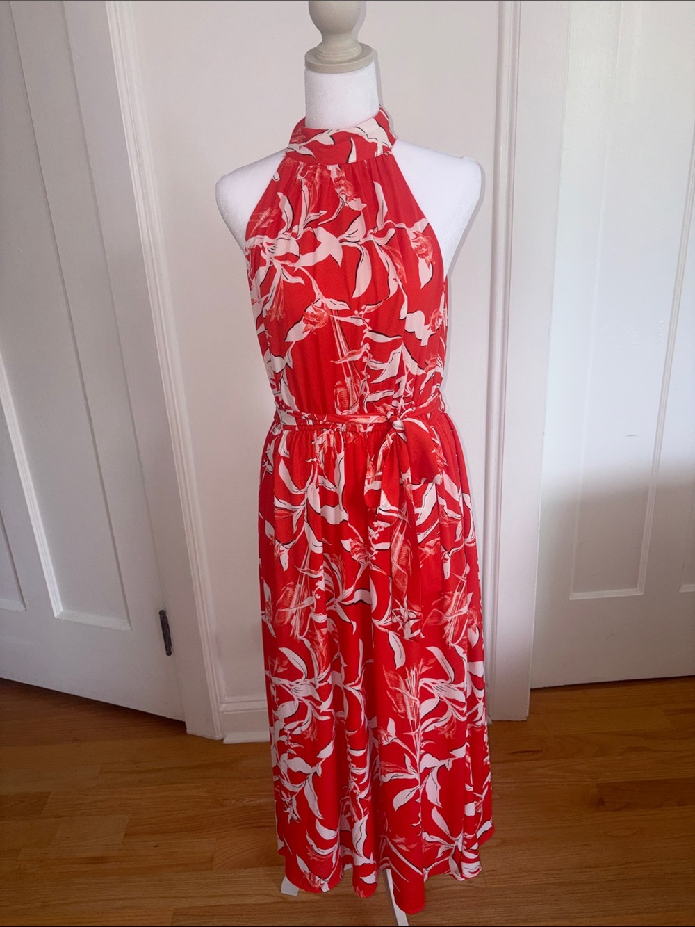 Orange Floral Halter Maxi Dress - Elegant Summer Style